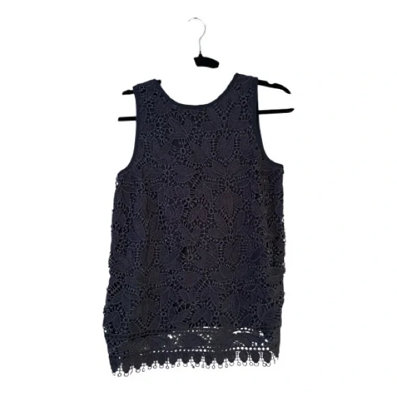 LOFT Navy Blue Lace Sleeveless Top - Picture 1 of 4